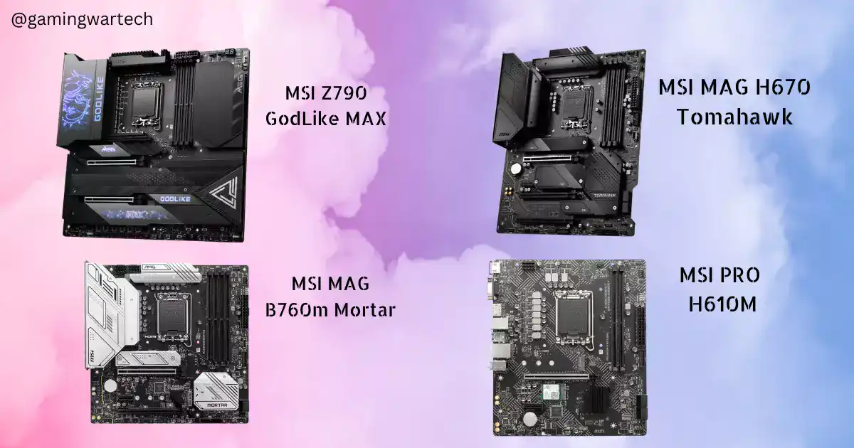 Intel 12th &13th gen Motherboards names with suffixes